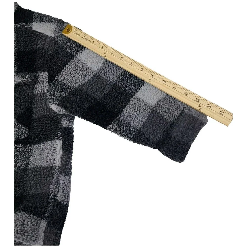 Wonder‎ Nation Boys Faux Sharpa Button Trucker Jacket Black Plaid,Size S (6-7) - Picture 6 of 11